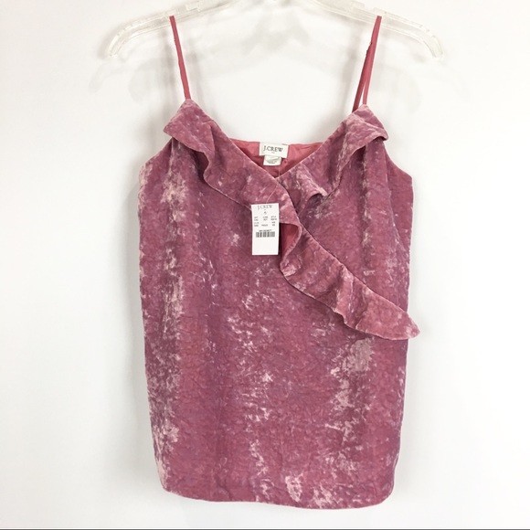 J. Crew Tops - J. Crew Factory Pink Velvet Ruffle Cami